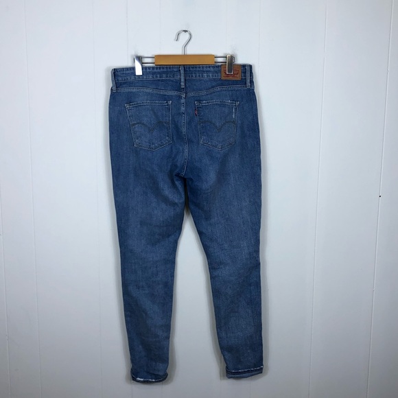 Levi's 721 High Rise Skinny Jeans Patch Knees Sz 32 - Picture 9 of 14